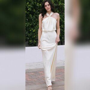 ASOS Cream Twist Halter Gown